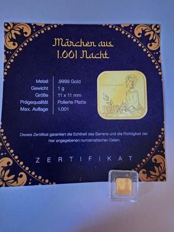 1 gram - Goud .999 (Zonder minimumprijs), Postzegels en Munten, Edelmetalen en Baren
