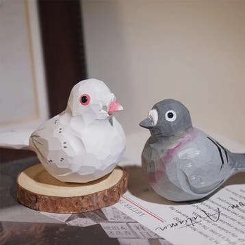 Handgesneden Houten Duif Beeldje - Vredesvogel Decoratie