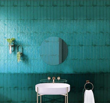 Wandtegel Equipe Rain Decor Blauw Glans 7,5x30 (Muurtegels), Nieuw, 20 tot 40 cm, 10 m² of meer, Wandtegels