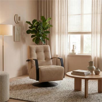 Leren draaifauteuil Mind - Kenia Taupe (taupe/bruin) -, Nieuw, Ophalen of Verzenden, 50 tot 75 cm, Industrieel, Modern