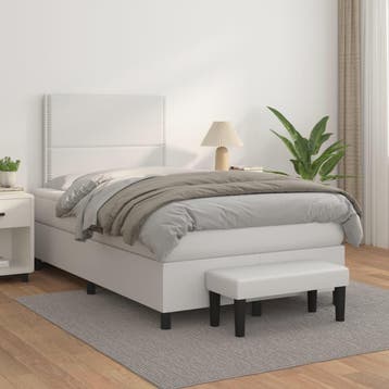 vidaXL Boxspring met matras kunstleer wit 120x200 cm, Overige materialen, Verzenden, Wit, Nieuw