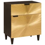 vidaXL Nachtkastje Zwart en Goud 50 x 33 x 60 cm Bewerkt, Minder dan 45 cm, Verzenden, Nieuw, 55 tot 70 cm
