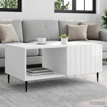 vidaXL Salontafel Hoogglans Wit 90 x 50 x 40 cm Bewerkt hout, Huis en Inrichting, Verzenden, Nieuw, Overige houtsoorten, 50 tot 100 cm
