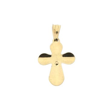 Gouden hanger van een kruis met corpus (Hanger of bedel), Ophalen of Verzenden, Gebruikt, Goud, Overige merken