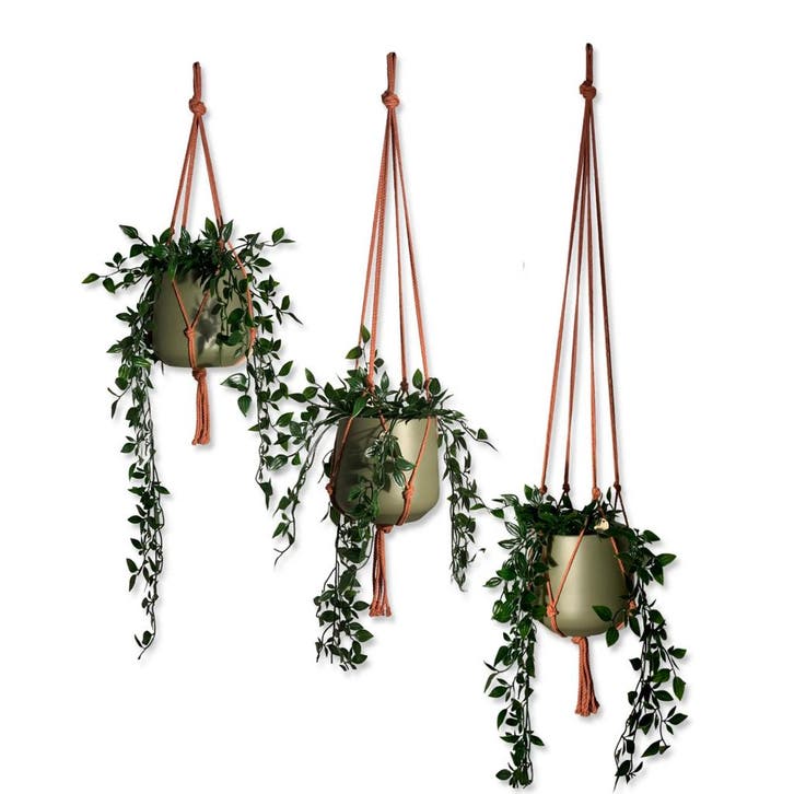 Voordeelset van 3 Plantenhangers - Rood/Roestbruin - 80,, Huis en Inrichting, Woonaccessoires | Overige, Nieuw, Ophalen of Verzenden
