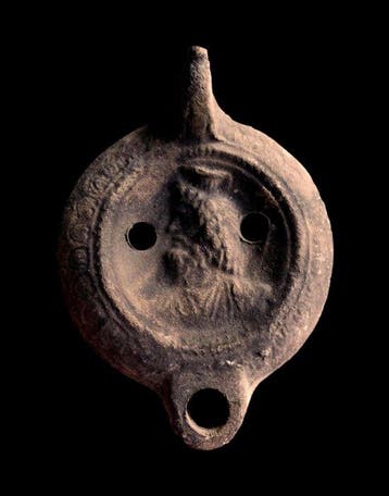 Oud-Romeins Terracotta - Olielamp met Serapis-decor - eerste