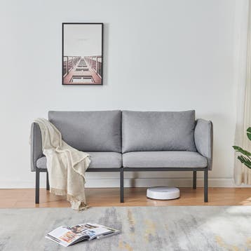 2-zitsbank Kamar 158x79x63 cm grijs en zwart [en.casa], Verzenden, Nieuw