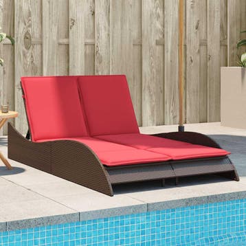 vidaXL Ligbed met kussens bruin 114x205x73 cm poly rattan, Tuin en Terras, Ligbedden, Verzenden, Nieuw