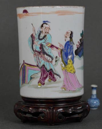 Qing Dynasty (1644-1912) - Penseelpot - Two Taoist Scholars