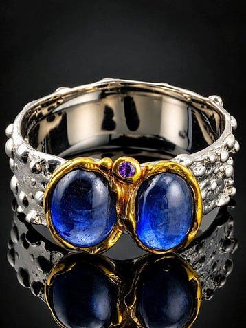 Blauwe saffier ring – 925 sterlingzilver statement-sieraad –
