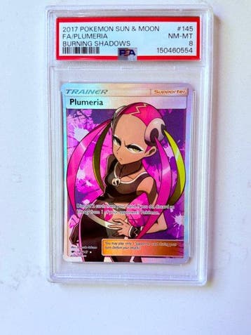 Pokémon - 1 Graded card - Plumeria 145 Full art - PSA 8 -, Nieuw