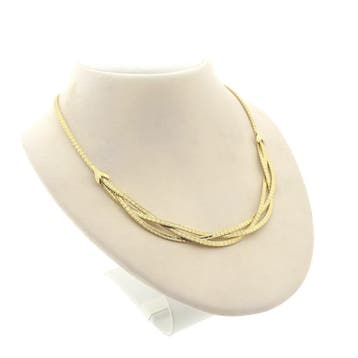 Gouden gevlochten Omegaschakel collier (Ketting), Ophalen of Verzenden, Gebruikt, Goud, Goud