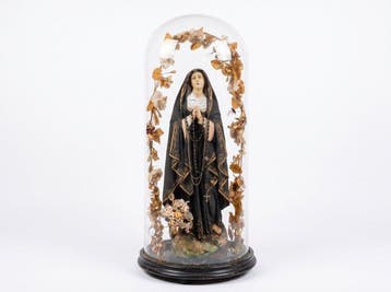 Devotioneel beeld met glazen bel - Madonna Addolorata - XL -
