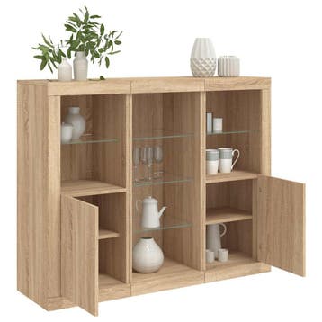 vidaXL Dressoirs met LED-verlichting 3 st bewerkt hout, Verzenden, Nieuw, Overige houtsoorten, 100 tot 150 cm
