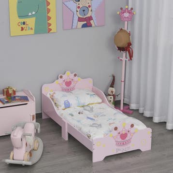 Roze Prinsessen Kinderbed 140x70 cm met Kroon Design - MDF H, Verzenden, Nieuw