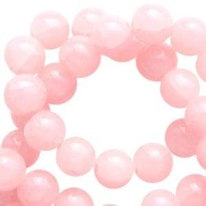 30 x Crackled opal glaskralen 6 mm Light rose peach, Ophalen of Verzenden, Nieuw, Kraal