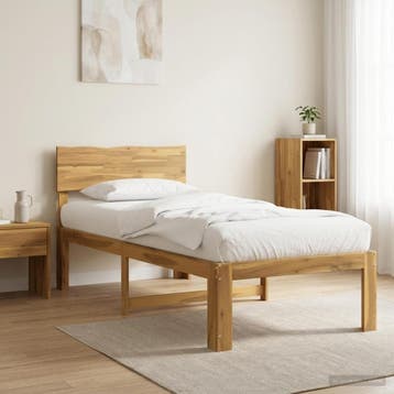 vidaXL Eenpersoonsbed met hoofdbord ROSTOCK Witgewassen 80 x, Eenpersoons, Bruin, Verzenden, Nieuw
