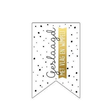 10x Sticker  GESLAAGD met vlag en wimpel (Stickers), Ophalen of Verzenden, Nieuw, Meerdere stickers