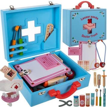 Houten dokters set speelgoed met accessoires in draagkoffer, Ophalen of Verzenden, Nieuw