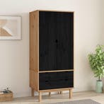 vidaXL Kledingkast OTTA Zwart 76,5 x 53 x 172 cm Massief, Verzenden, Nieuw