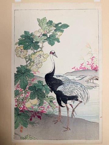Cotton and Cranes - Washi-papier - Kono Bairei (1844-1895) -