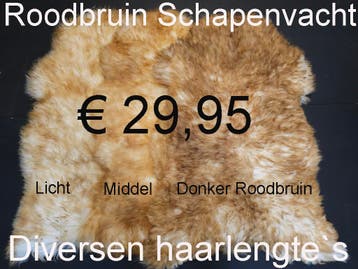 Schapenvacht Gemeleerd Roodbruin Moeflon schapenvel € 29,95, Ophalen of Verzenden, Nieuw