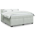 vidaXL Boxspring met matras fluweel lichtgrijs 180x200 cm, Huis en Inrichting, Slaapkamer | Bedden, Eenpersoons, Verzenden, Nieuw