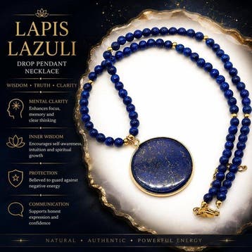 Natuurlijke lapis lazuli - Ketting met hanger - wijsheid