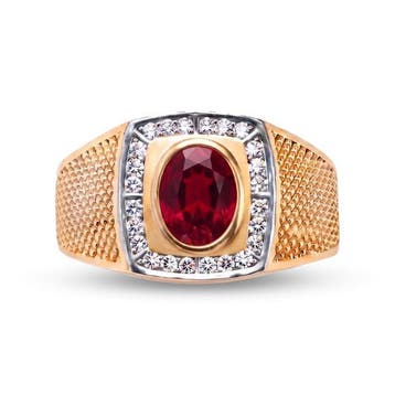 Zonder minimumprijs - Ring 18k goudverguld, Zilver Robijn -, Nieuw
