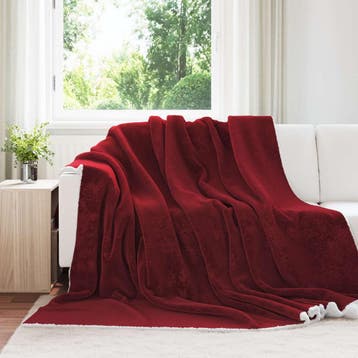 vidaXL Gooi Deken Bordeaux Rood 240 x 270 cm Fleece, Verzenden, Nieuw, Rood