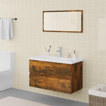 vidaXL Badkamermeubelset bewerkt hout gerookt eikenkleurig, Verzenden, Nieuw, Overige typen