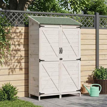 vidaXL Tuinschuur Wit 106 x 56 x 176,5 cm Massief Vurenhout, Verzenden, Nieuw