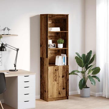 vidaXL buffetkast 50x35x180 cm bewerkt hout oud houtkleurig, Minder dan 50 cm, Verzenden, Nieuw, Minder dan 100 cm