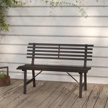 vidaXL Tuinbank 110 cm staal zwart, Tuin en Terras, Verzenden, Nieuw, Metaal