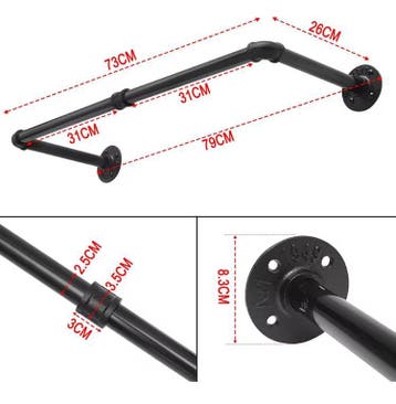 Industriële Kledingrail – Zwarte Wandhanger van Metaal, Verw, Verzenden, Nieuw