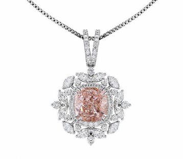 Hanger - 14 karaat Witgoud - 4.06ct. tw. Bruin Diamant