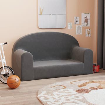 vidaXL Kinderbank 2-zits zacht pluche antracietkleurig, Verzenden, Nieuw