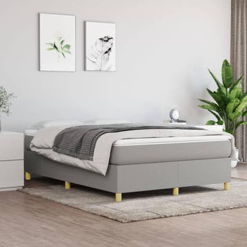 vidaXL Boxspring met matras stof lichtgrijs 140x190 cm, Verzenden, Nieuw, Tweepersoons, 140 cm