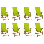 vidaXL Tuinstoelen 8 st inklapbaar met kussens massief, Tuin en Terras, Tuinstoelen, Verzenden, Nieuw, Hout