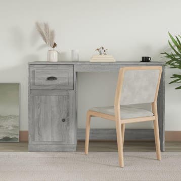 vidaXL Bureau met lade 115x50x75 cm bewerkt hout grijs, Verzenden, Nieuw