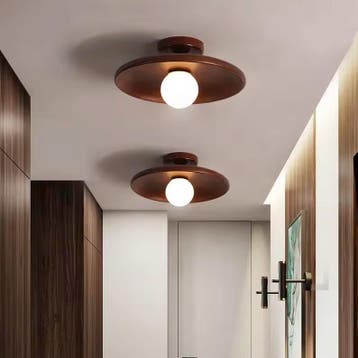 Nordic Houten Plafondlamp – Rond Design | Diameter 18/28cm, Verzenden, Nieuw, Hout