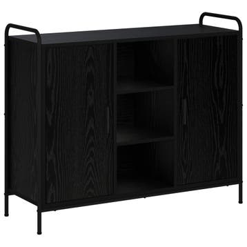 vidaXL Dressoir Zwart eiken 97 x 33 x 81 cm Bewerkt hout, Huis en Inrichting, Verzenden, Nieuw, Overige houtsoorten, Minder dan 50 cm