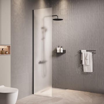 Douchewand Florida 40 x 200 cm Zwart – Inloopdouche 8 mm, Verzenden, Nieuw, Douche