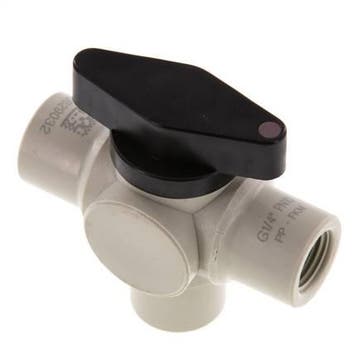 PP 3-weg Kogelkraan G 1/4 FKM Vacuüm, Verzenden, Nieuw
