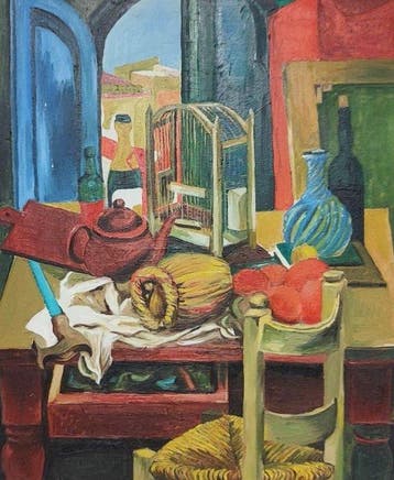 Italiaanse school (XX) - La sedia, il tavolo, la gabbia