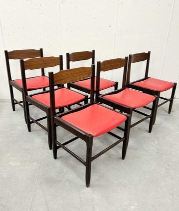 Set di 6 sedie Mid-Century italiane anni ’60 - Stoel (6) -, Huis en Inrichting, Nieuw