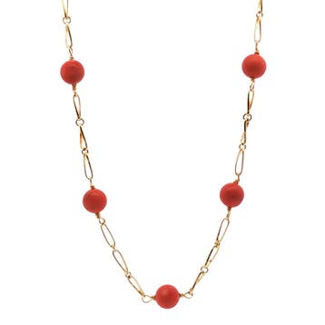 Gouden vintage collier met bloedkoraal 18 kt, Ophalen of Verzenden, Nieuw