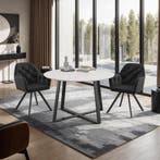 Fluwelen draaistoel Lucia, gestoffeerd - zwart, Set van 2, Huis en Inrichting, Stoelen, Verzenden, Nieuw