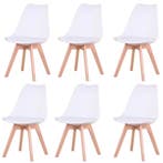 6x Scandinavische Stoelen Set - PU-Leder Beukenhout Design, Huis en Inrichting, Stoelen, Verzenden, Zwart, Nieuw, Vijf, Zes of meer stoelen