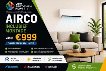 Airco Flevoland incl. montage vanaf €999, Nieuw, 3 snelheden of meer, Afstandsbediening, Verwarmen